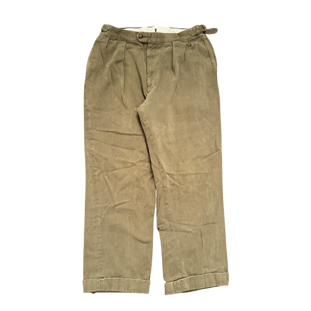 Vintage JL Powell Mens 30 Pleated Chino Pants Olive Green Made in USA